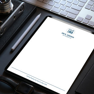 Simple Business Logo Professional Blue Custom Letterhead