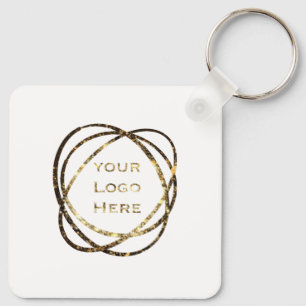 Simple Business Logo Promotional Aqua White    Key Ring