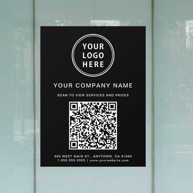 Simple Business Logo QR Code Black (Simple Business Logo QR Code Black Window Cling)