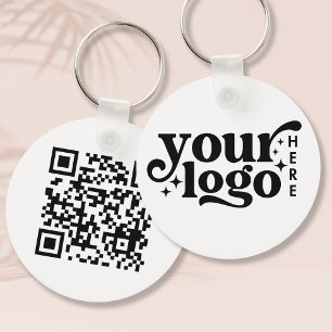 Simple Business Logo QR Code Company Promotional Key Ring