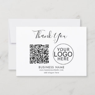 Simple Business Logo QR Code Thank You Card