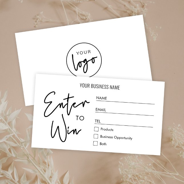 Simple Business Logo Raffle Enter to Win Ticket (Minimalist business logo black and white raffle tickets)