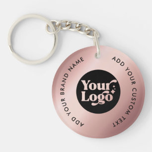 Simple Business Logo Rose Gold Employee Keychain