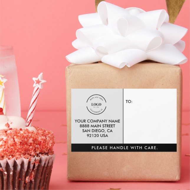 Simple Business logo template handle with care Rectangular Sticker (Party)