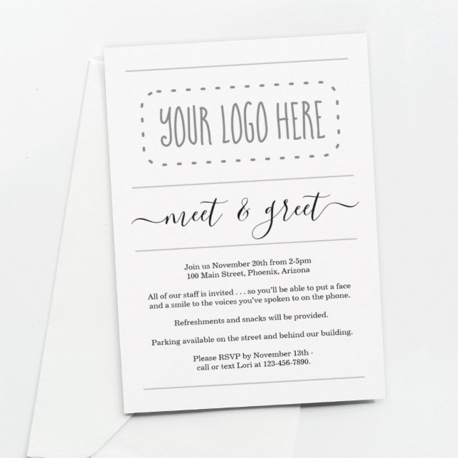 Simple Business Meet and Greet - Add Logo Invitation (Creator Uploaded)