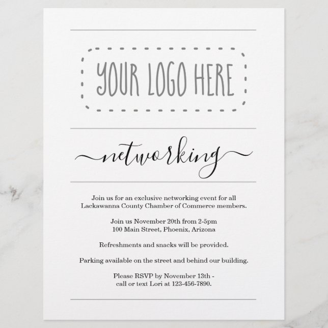 Simple Business Networking Event Invite Add Logo  Flyer (Front)