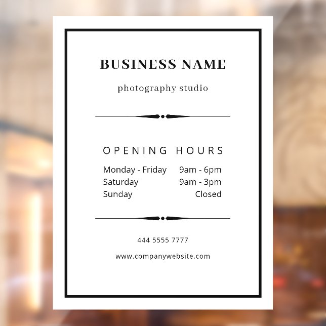Simple Business Office Black White Opening Hours (Sheet 2)