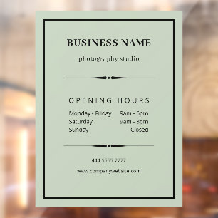 Simple Business Office Sage Green Opening Hours
