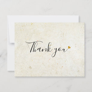 Simple Business Rustic Boho Gold Heart Script Thank You Card