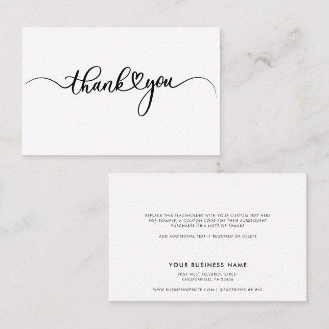 Simple Business Script Thank You Card (Front/Back)