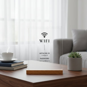 Simple Business  Wifi Password and Network  Acrylic Sign