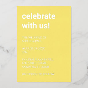 Simple Butter Yellow Wedding Foil Invitation