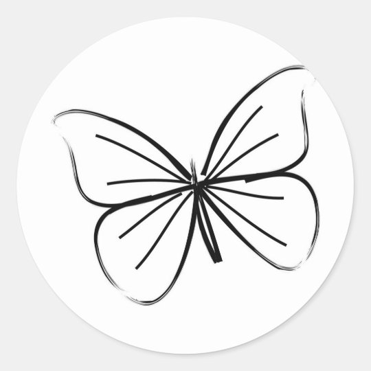 Simple Butterfly Line Drawing Classic Round Sticker Zazzle Com Au