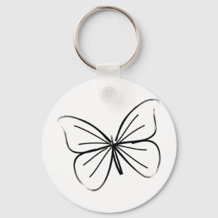 Simple Butterfly Line Drawing Key Ring