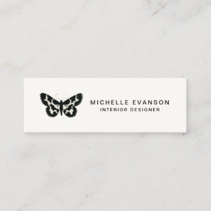 Simple Butterfly Logo Minimalist Black White Mini Business Card