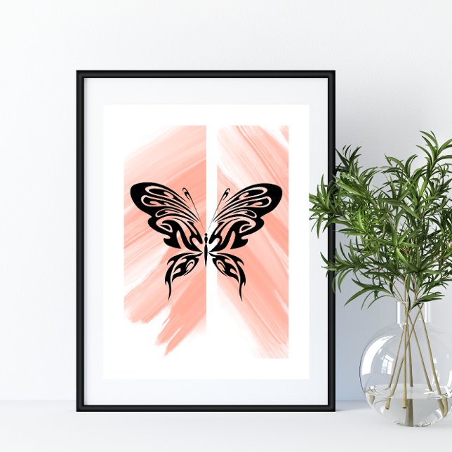 Simple Butterfly Silhouette on Orange Background Poster (Creator Uploaded)