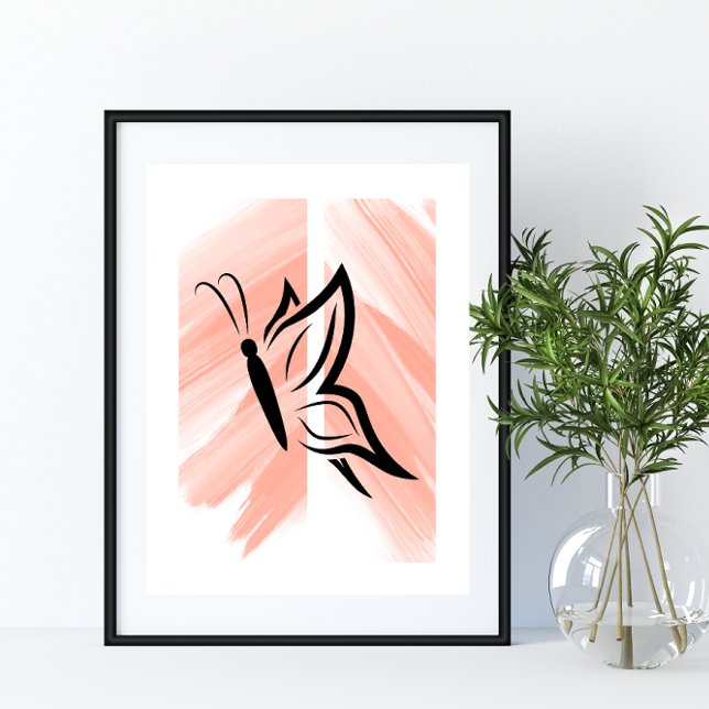 Simple Butterfly Silhouette on Orange Background Poster (Creator Uploaded)