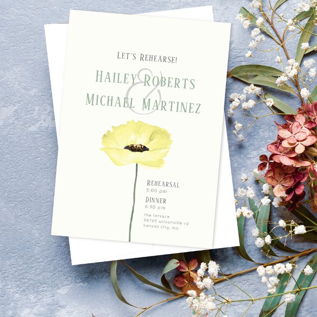 Simple Butternut Poppy Rehearsal Dinner Invitation (Creator Uploaded)