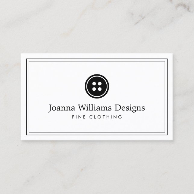 Simple Button Logo Seamstress, Tailor Business Card (Front)
