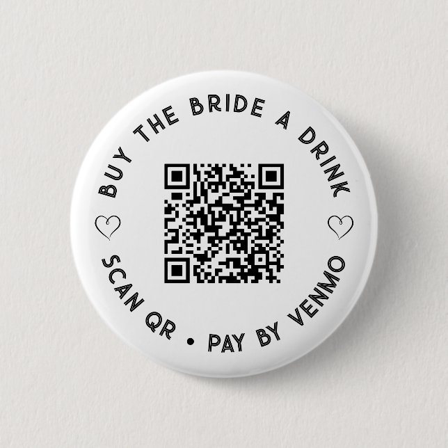Simple Buy The BRIDE a Drink QR Code Button (Front)