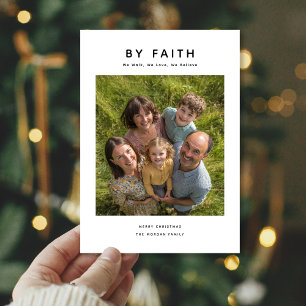 Simple By faith Religious Family Photo Christmas Holiday Card