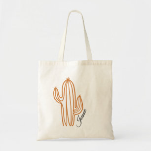 Simple Cactus Desert Custom Name  Tote Bag
