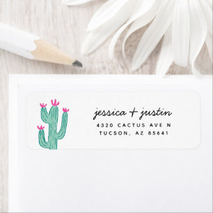 Simple Cactus Wedding Return Address Label