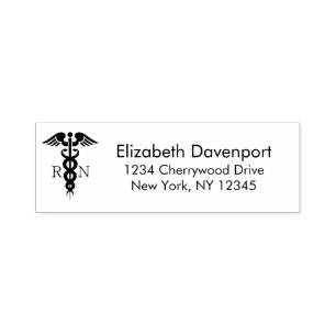 Simple Caduceus Registered Nurse RN Symbol Self-inking Stamp