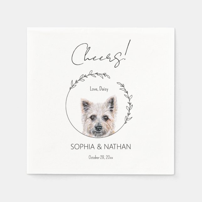Simple Cairn Terrier Dog Wedding Cocktail Napkins (Front)