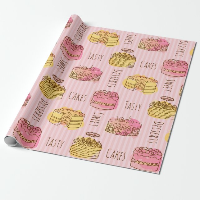 Simple Cake Pattern Wrapping Paper (Unrolled)
