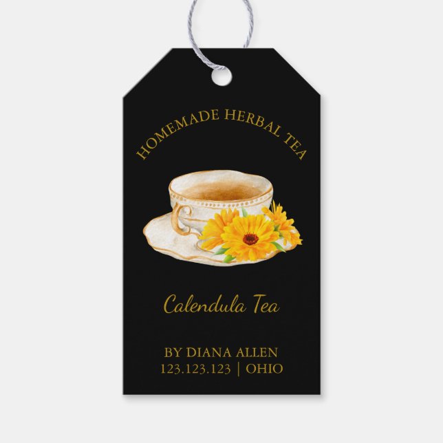 Simple Calendula Tea Hang Tag  (Front)