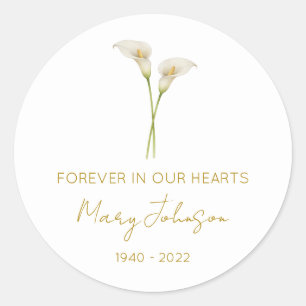 Simple Calla Lily Memorial Classic Round Sticker
