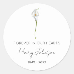 Simple Calla Lily Memorial Classic Round Sticker