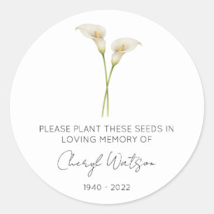 Simple Calla lily Memorial Seed Packet Classic Round Sticker