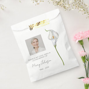 Simple Calla lily Photo Funeral Seed Favour Bag