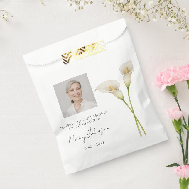 Simple Calla lily Photo Funeral Seed Favour Bag (Sealed)