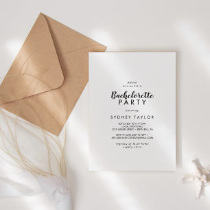 Simple Calligraphy Bachelorette Party Invitation