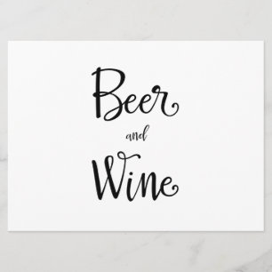 Simple Calligraphy   Beer and Wine Reception Sign Invitation