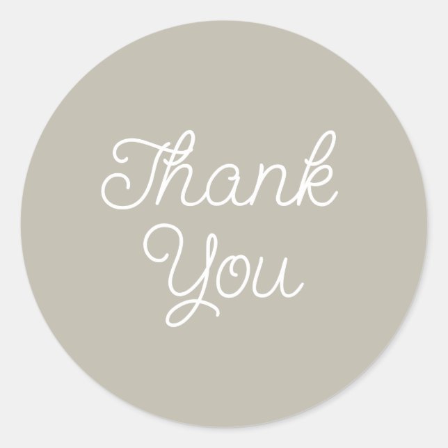 Simple Calligraphy Beige Neutral Thank You Seal (Front)