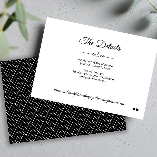 Simple calligraphy black and white wedding details enclosure card (Creator Uploaded)