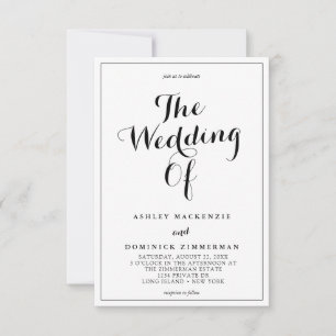 Simple Calligraphy Black & White Border Wedding Invitation