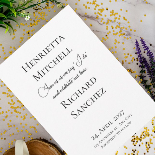 Simple Calligraphy Black & White Wedding  Invitation (Creator Uploaded)