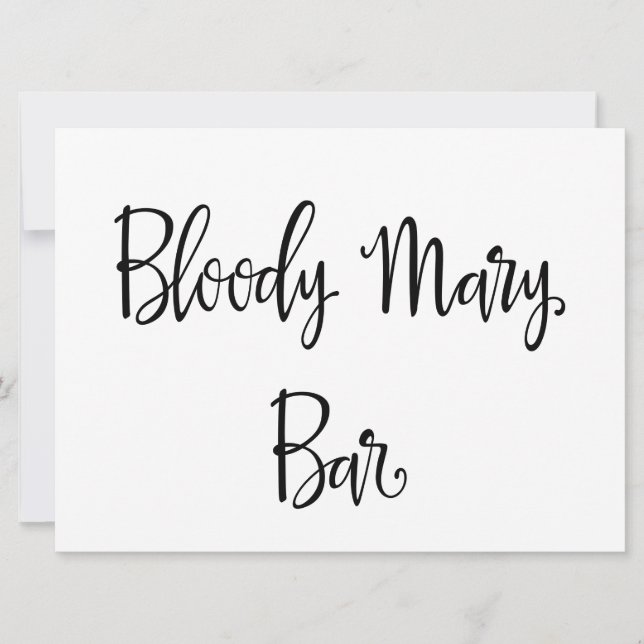 Simple Calligraphy | Bloody Mary bar wedding sign Invitation (Front)