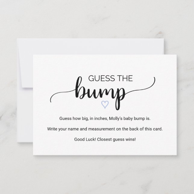 Simple Calligraphy | Blue Guess the Bump Game Card (Front)