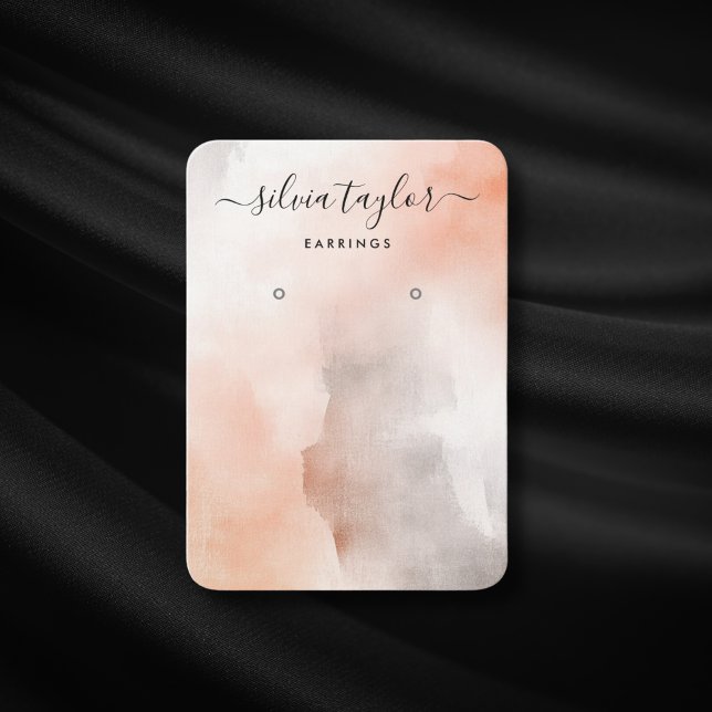Simple calligraphy blush pink earring display card (Creator Uploaded)