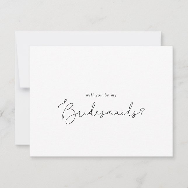Simple Calligraphy Bridesmaid Proposal Note Card (Front)