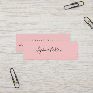 Simple Calligraphy Elegant Blush Consultant Mini Business Card