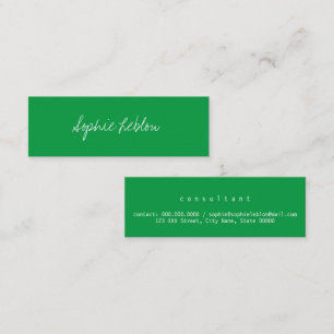Simple Calligraphy elegant green Consultant Mini Business Card