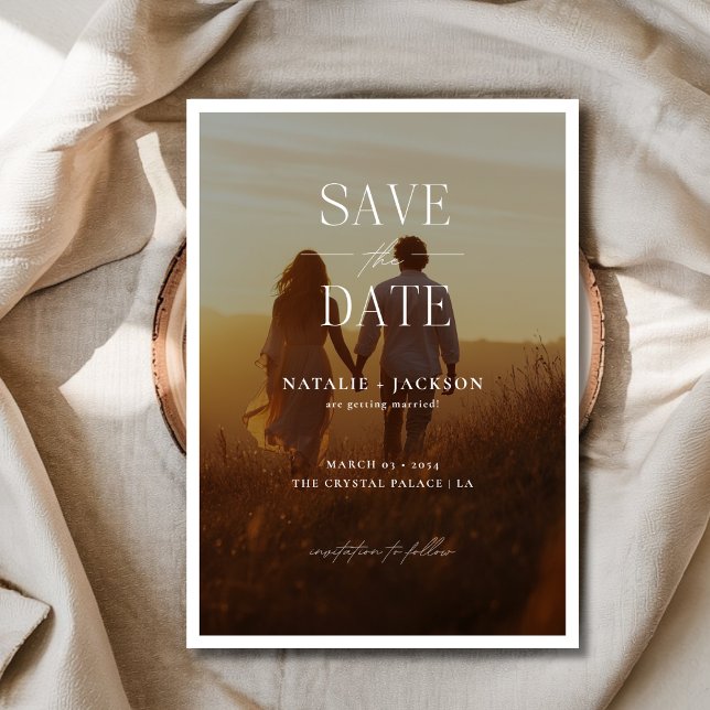 Simple Calligraphy Elegant Wedding Overlay Photo Save The Date (Creator Uploaded)