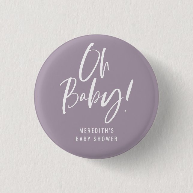 Simple Calligraphy Gender Neutral Baby Shower 3 Cm Round Badge (Front)
